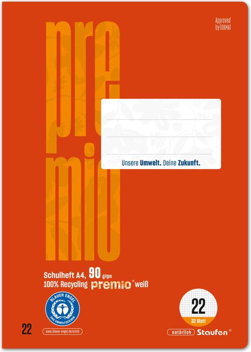 Image du produit Staufen Cahier d'écolier green quadrillé 22 DIN A4 sans marge, 32 feuilles (A4, Quadrillé, Couverture souple)