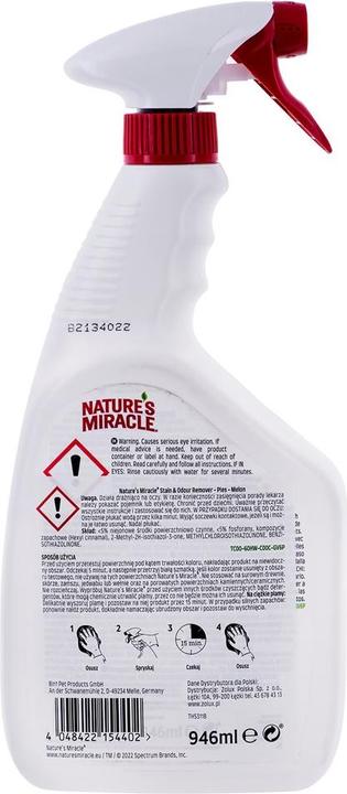Actual product image Nature's miracle Zolux Stain&Odour REMOVER DOG MELON 946ml (Dog)