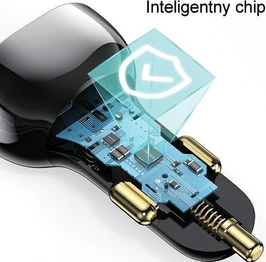 Produktbild Usams Ład. sam. C37 1xUSB+1xUSB-C 60W + kabel USB-C 30W PD+QC Fast Charge czarny/black CC192CC01 (US
