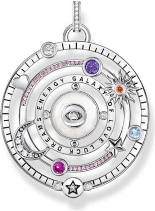 Thomas Sabo Kettenanhänger Halbkugel mit Auge bunte Steine Silber geschwärzt (925er Silber, Emaille/Silber, Emaille)