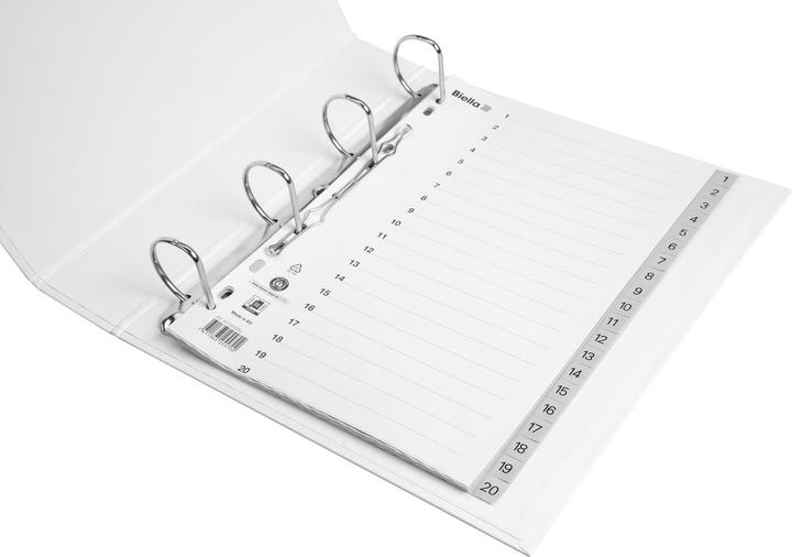Produktbild Biella Register Vollformat aus PP, hellgrau, mit Indexblatt