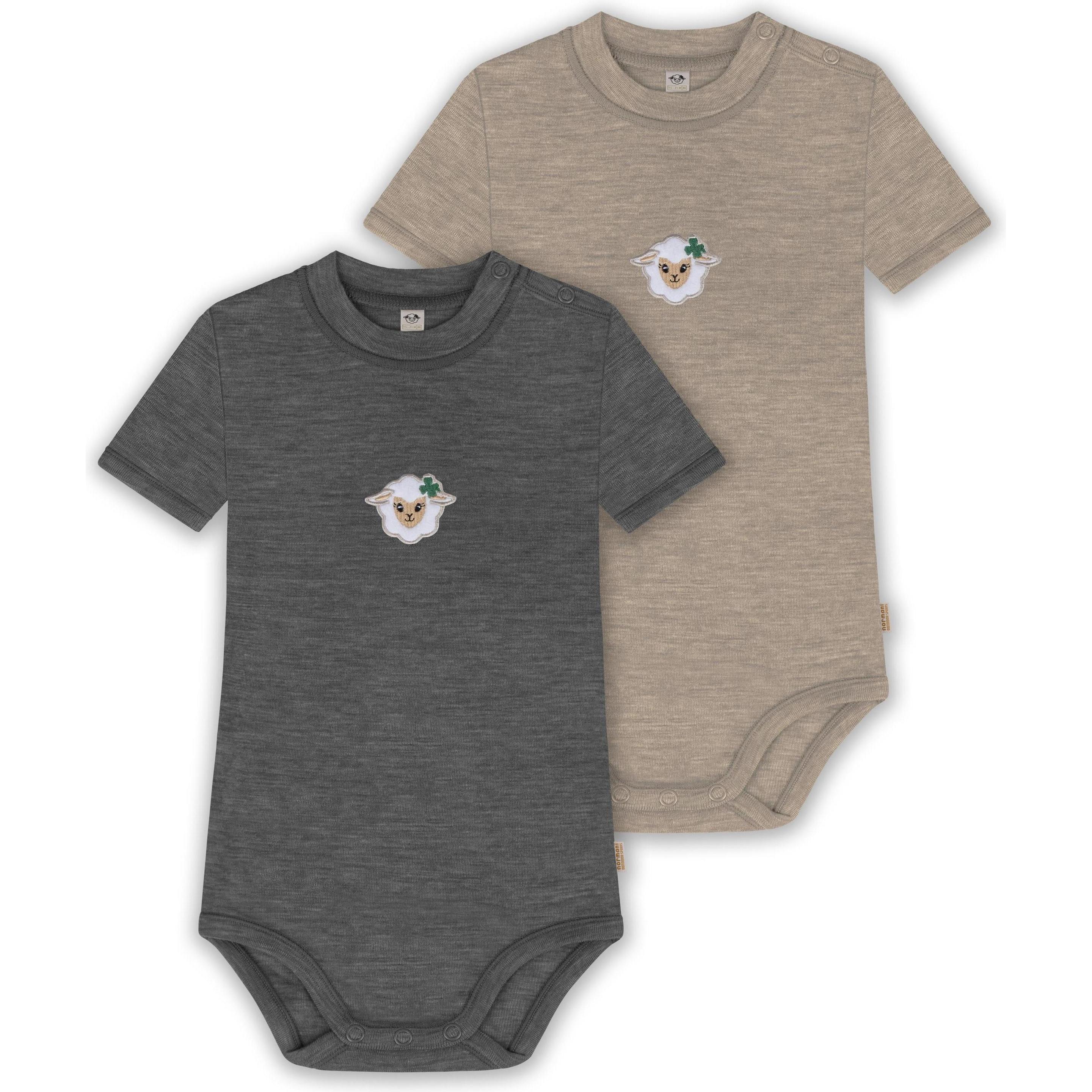 Normani, Herren, Body, 2er Set Baby Merino Kurzarmbody „Tihoi" - 9321, Beige, (62)
