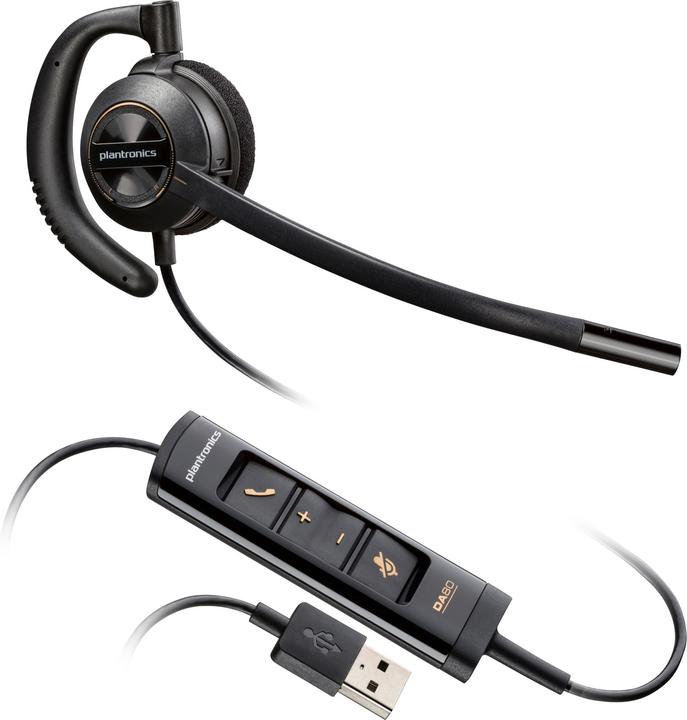Produktbild Poly HP EncorePro 545 USB-A Konvertierer-Headset, Kabelgebunden, Anrufe/Musik, 55 g, Kopfhörer, Schw (Kabelgebunden, USB-A)