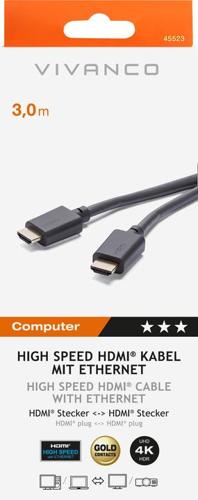Produktbild Vivanco High Speed HDMI Kabel (3 m, HDMI, 2.0)