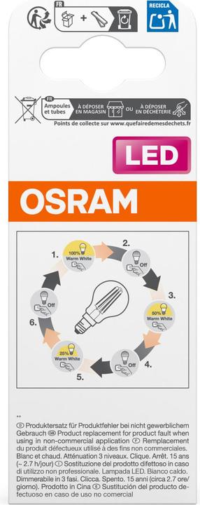 Produktbild Osram Led Three Step Dim Classic P (E14, 470 lm, 1x)