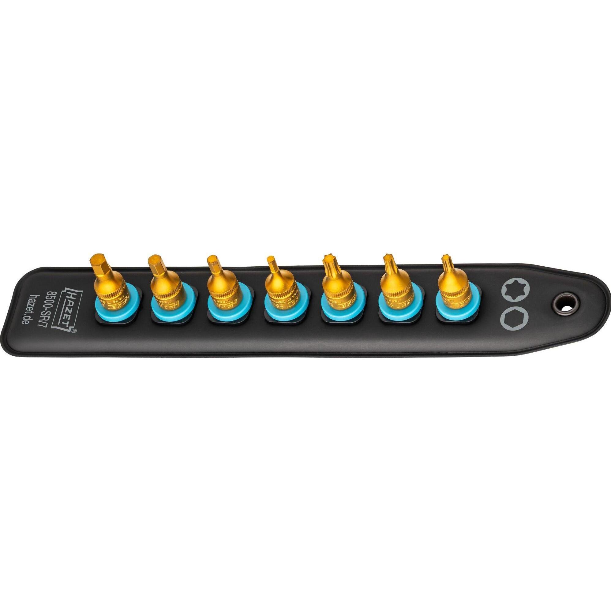 Thumbnail - HAZET, Steckschlüssel + Stecknuss, SmartRail mit 7 Steckplätzen 8500-SR/7 ∙ Vierkant6,3 mm (1/4 Zoll) ∙ Innen TORX Profi...