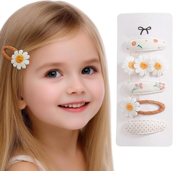 Activity Board 5-teiliges Baby-Haarspangen-Set - niedlicher Haarschmuck aus Blumenstoff (5 Stk.)