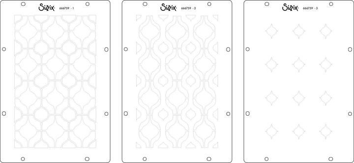 Produktbild Sizzix Studio Stempelset 15er- Pack / 3er-Set Schablonen - „Retro“ von Vic Hollins