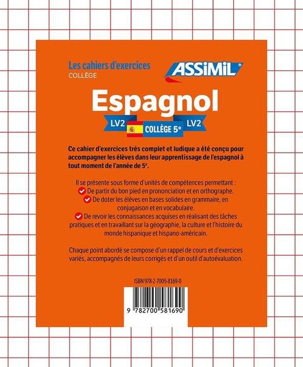Nutritional values and ingredients Espagnol collège 5e, LV2 : 150 exercices + corrigés (French, Cordoba Juan, 2024)