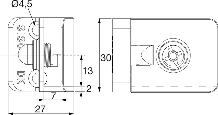 Produktbild Siso Glastürscharnier Square Set, Glas 4-6 mm 43x30 mm, Zink schwarz (1 Stk.)