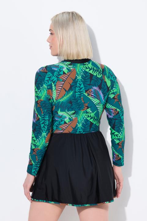 Produktbild Ulla Popken Badekleid, Dschungel, Softcups, Stehkragen, Langarm (50, 52)