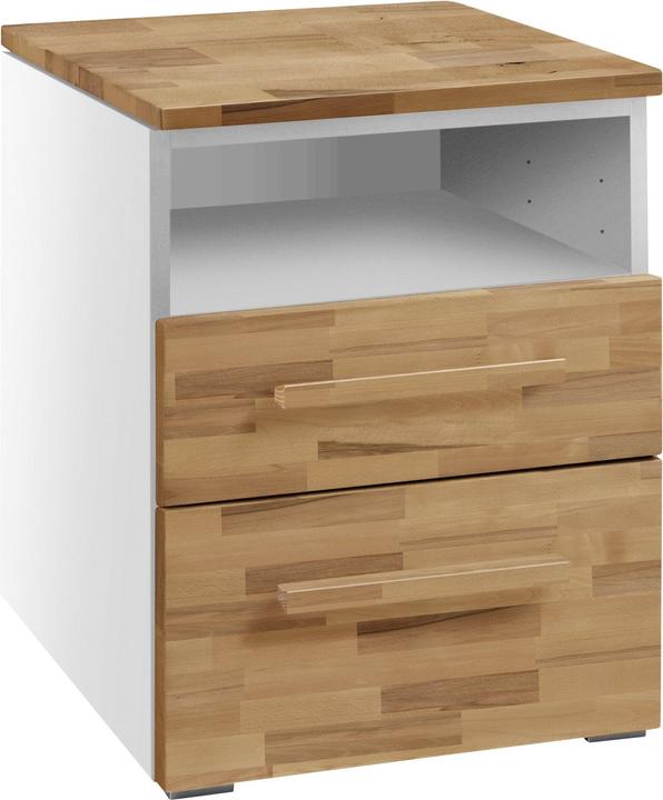 Cassa in MDF: Bianco / Frontale, Oliato, Piano: legno di faggio naturale