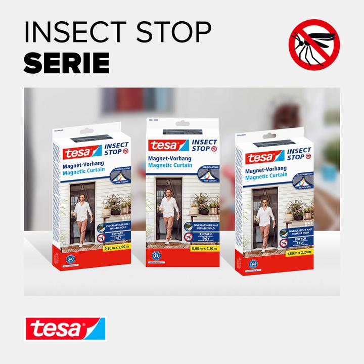 Actual product image tesa Insect screen magnetic curtain for balcony and patio doors, self-closing, mounting without drilling (80 x 200 cm)