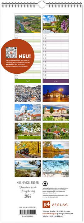 Produktbild Kchenkalender Dresden und Umgebung 2026 (15 x 40 cm)