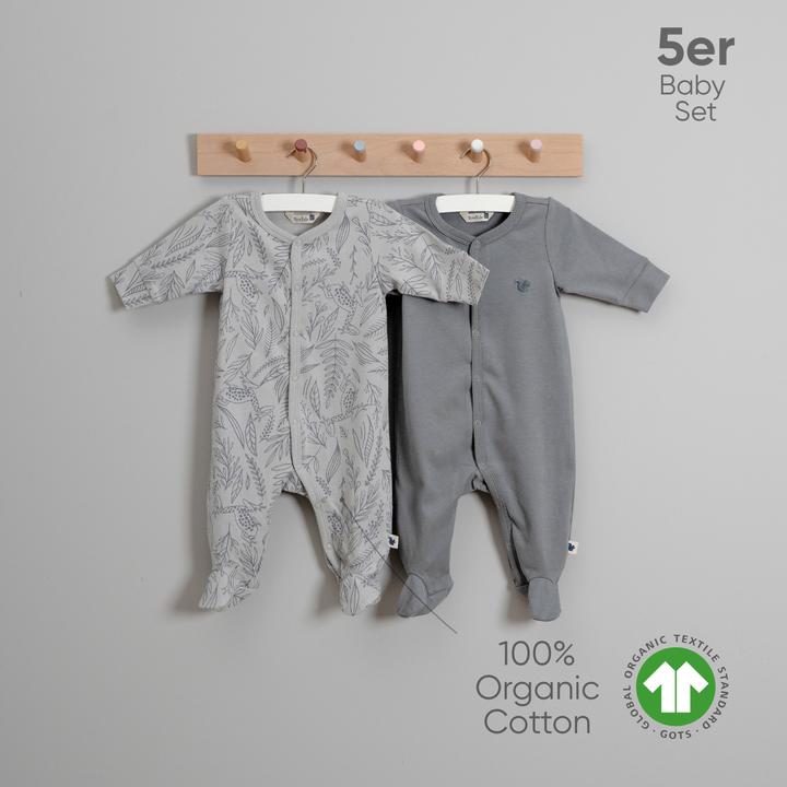 Produktbild TotsTale Premium 5-teiliges Babyset aus Bio-Baumwolle – für Neugeborene – Hose, Mütze, Body u.m. (50, 56, 62, 68)