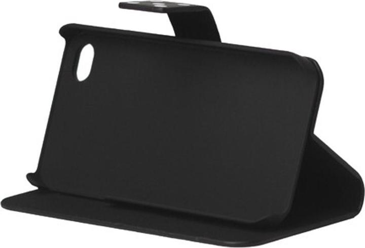 Produktbild König Design Schutzhülle Tasche (Flip Quer) für Handy Apple iPhone 4 & 4s Schwarz / Weiss (Apple iPhone 4, LG G4s)