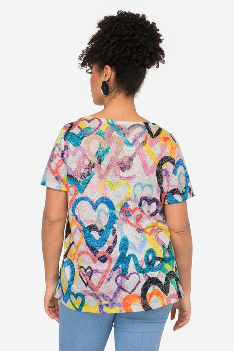 Produktbild Miamoda T-Shirt, Herzmuster, Rundhals, Halbarm (50)