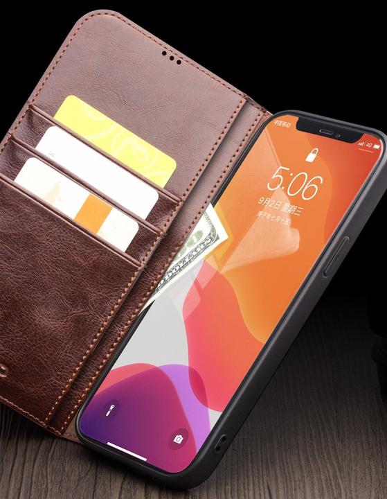 Image du produit QiAlino Fourre Flip cuir véritable (Realme 12 Pro+, Apple iPhone 12)