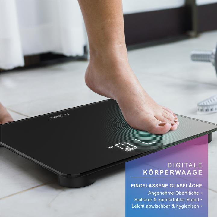 Image du produit Mybeo Digitale Waage für Personen, Digitalwaage, Personenwaage, grosse Trittfläche aus 6mm Sicherheitsglas (180 kg)