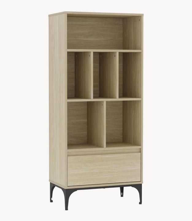 Actual product image En.Casa Bücherregal Kistiandi 137x60x35 cm Eicheoptik, hell (60 x 35 x 137 cm)