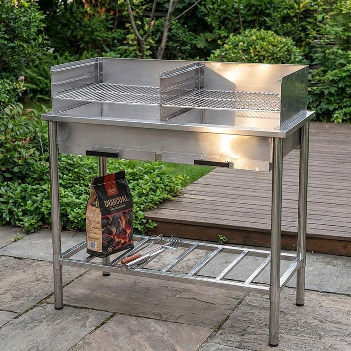 Actual product image Casativo Edelstahl Holzkohlegrill für die Outdoorküche - Doppel-Grillrost getrennt höhenverstellbar