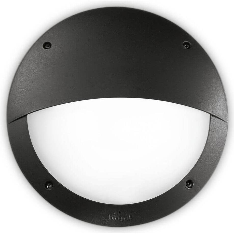 Ideal lux, Gartenbeleuchtung, POLAR Wandleuchte E27 ⌀300mm dimmbar Schwarz IP66 096698 (E27, IP66)