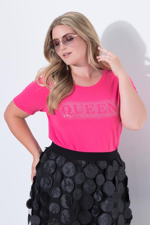 Produktbild Miamoda T-Shirt, Komfort Fit, Glitzersteinchen-Schriftzug (56)