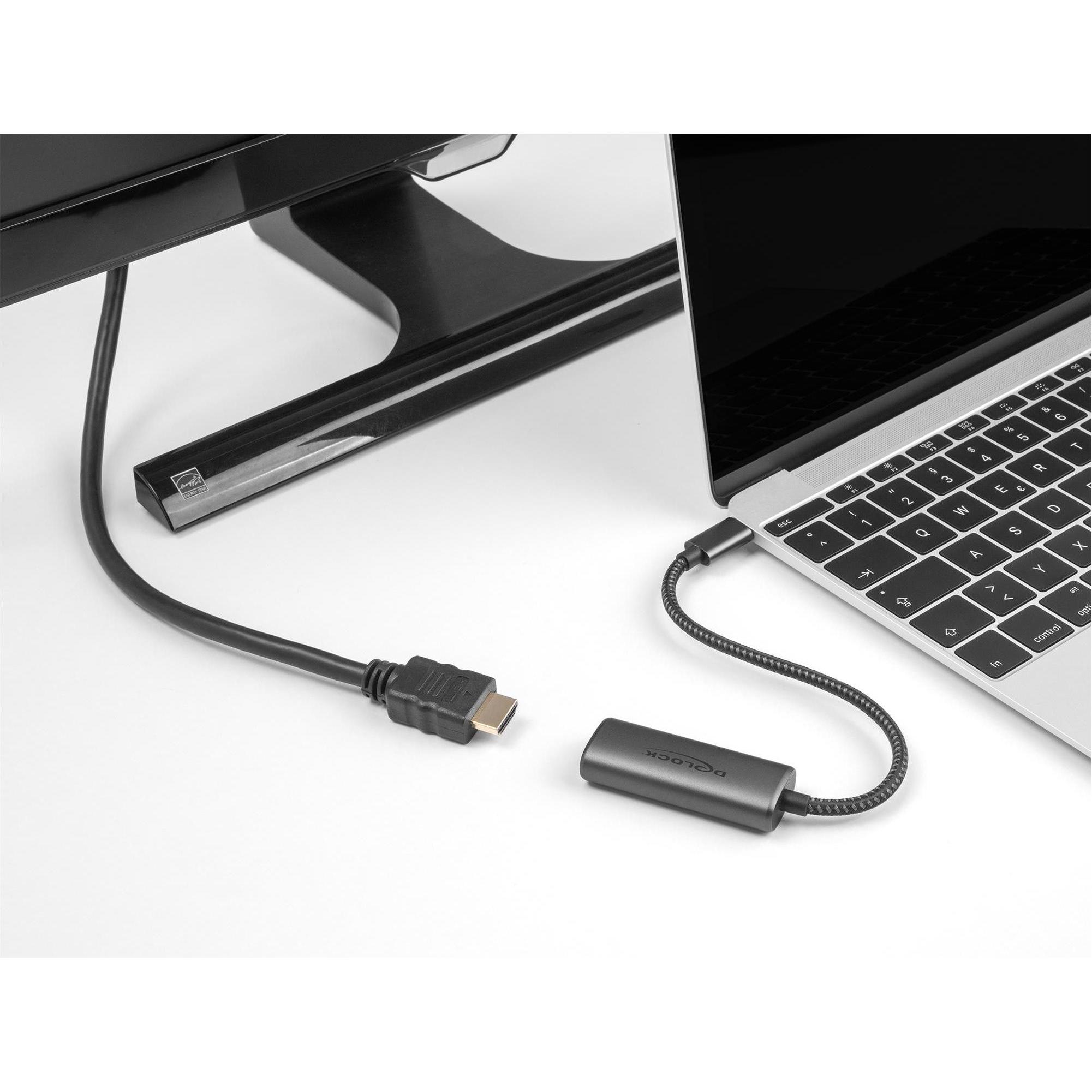 Thumbnail - Delock USB Type-C Adapter zu HDMI (DP Alt Mode) 8K mit HDR (HDMI, 16.50 cm), Data + Video Adapter, Grau