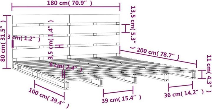 Produktbild vidaXL Bettrahmen (180 x 200 cm)