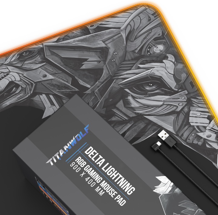 Actual product image Titanwolf RGB Gaming Mouse Pad, Mouse Mat 900 x 400 mm, improves precision & speed, Sidewolf (XL)