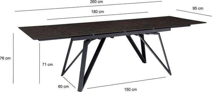 Produktbild FineBuy Esstisch Esszimmertisch 180 - 260 cm Ausziehbar Keramik Keramiktisch (180 x 95 x 76 cm)