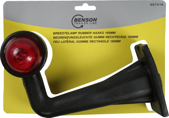 Benson Feu latéral gomme rectangle 185 mm rouge/blanc e-mark