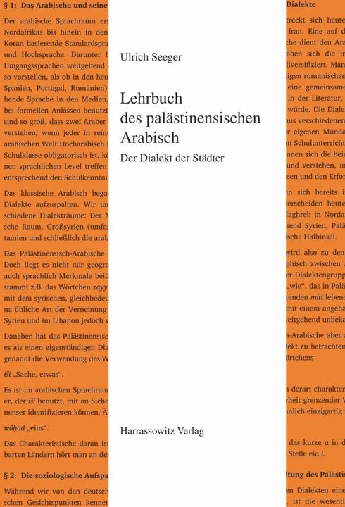 Produktbild Lehrbuch des palästinensischen Arabisch (Deutsch, Ulrich Seeger, 2013)