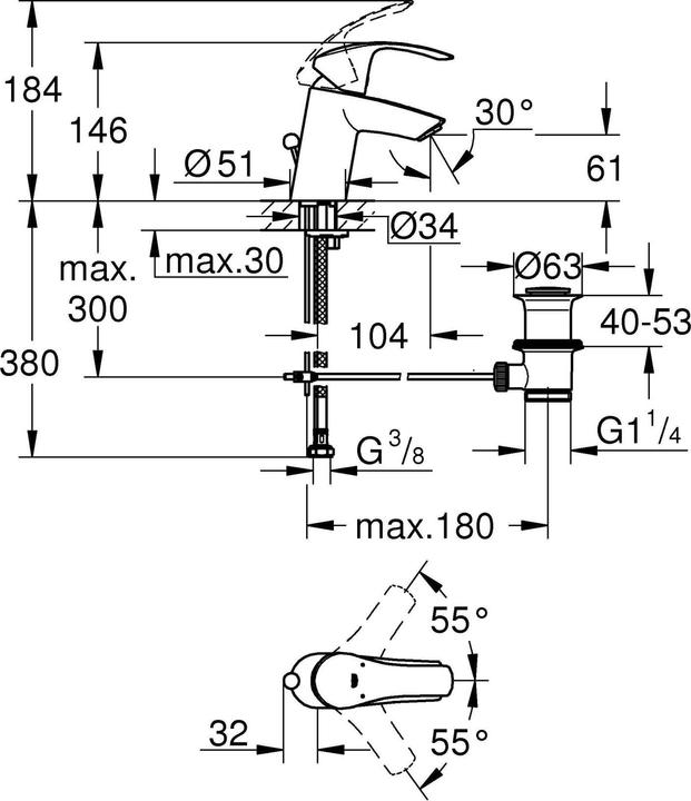 Produktbild Grohe Eurosmart Einhand-Waschtischbatterie S-Size
