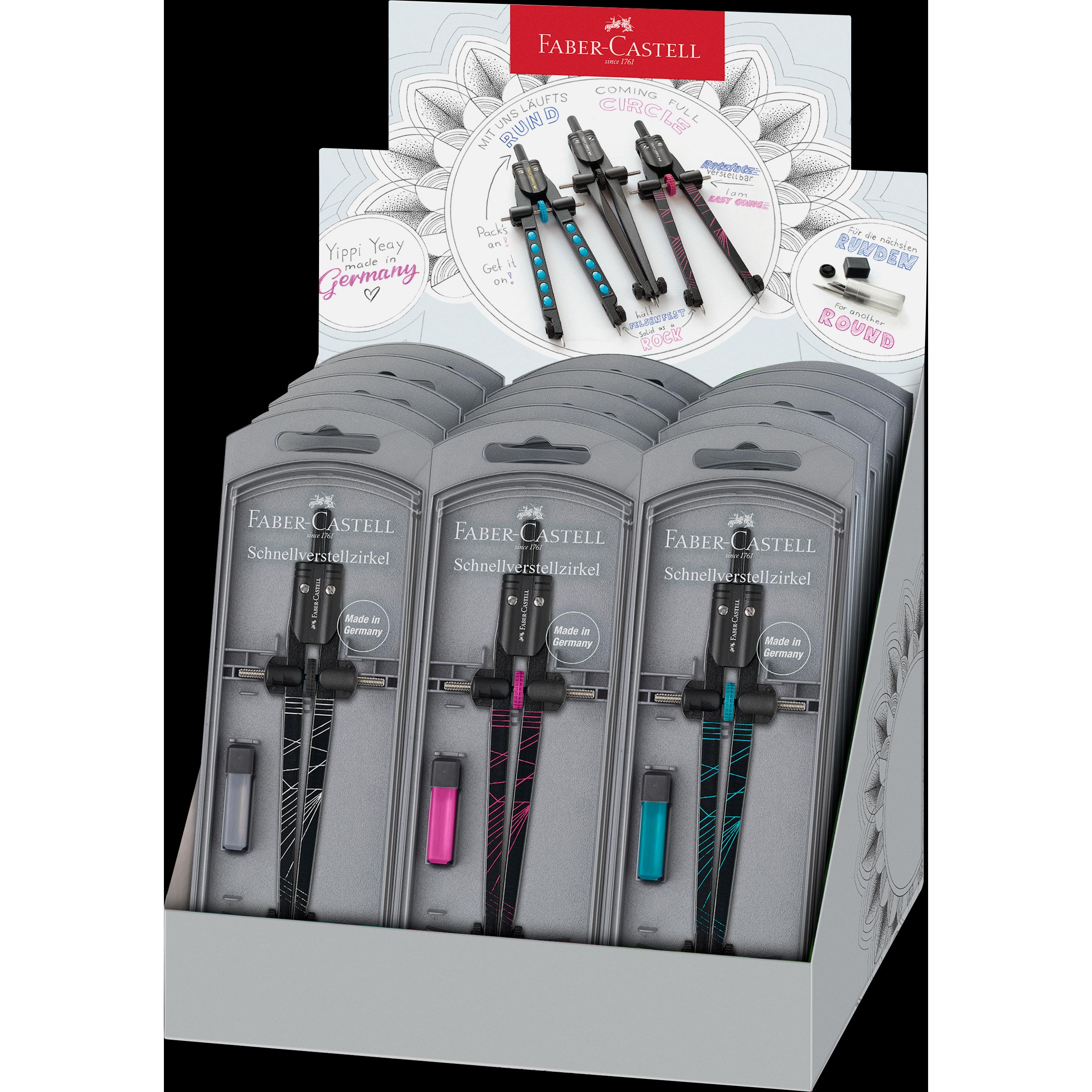 Faber-Castell Faber Castell Schnellverstellzirkel Twister Display, Zirkel, Mehrfarbig