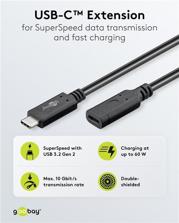 Image du produit Goobay USB C — USB C (1 m, USB 3.2 Gen 2, 20 W)