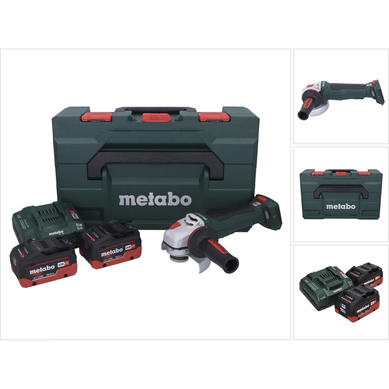 Metabo, Winkelschleifer, WPB 18 LT BL 11-125 Quick Akku Winkelschleifer 18 V 125 mm Brushless + 2x Akku 10,0 Ah + Lad (1...