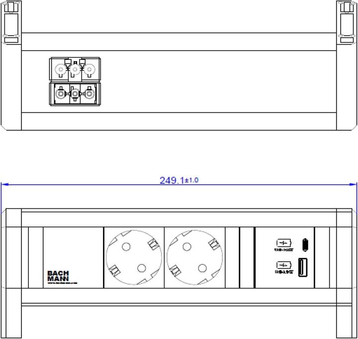 Immagine prodotto Bachmann DESK 2xcontatto protettivo 1xUSB A&C Caricatore USB 22W Caricatore GST18 (3x, CEE 7/3)