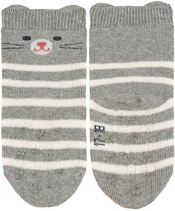 Produktbild Sterntaler Antirutsch-Socken 2er Set Katze Hellgrau Melange Gr. 21-22 (2er Pack, 21 - 22)