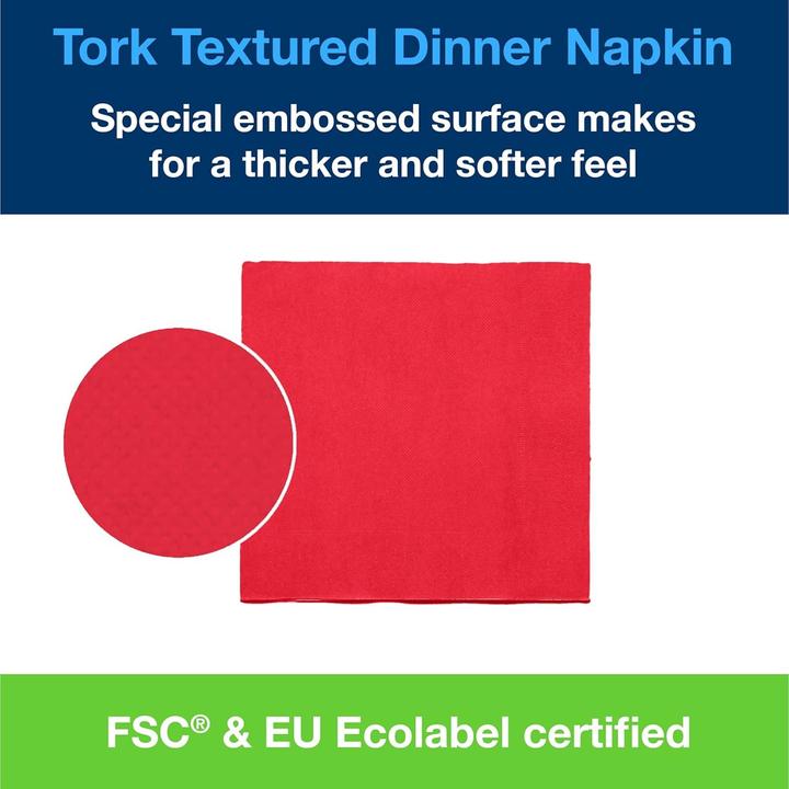 Produktbild Tork Textured Dinner Napkin Red 14ply 2ply 38 x 39 cm 18 x 50 napkins 509416 (50 Stk., 38 x 39 cm)