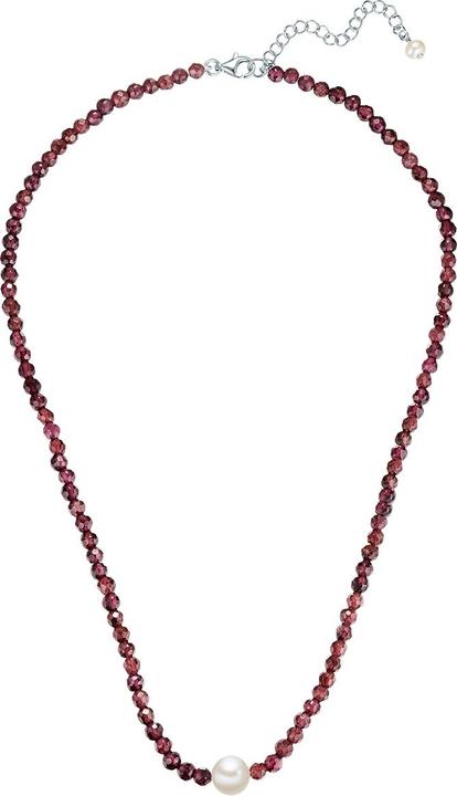 Immagine prodotto Valero Pearls Donna Argento Sterling Granato Perle d'acqua dolce coltivate argento 40,0 cm di catena di base + (Argento 100%, 40 - 45 cm)