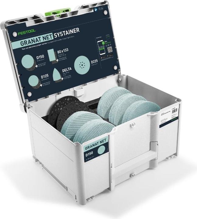 Produktbild Festool Schleifmittel-Systainer Granat Net D150 GR NET SYS (P180, P240, P120, P80, P60)