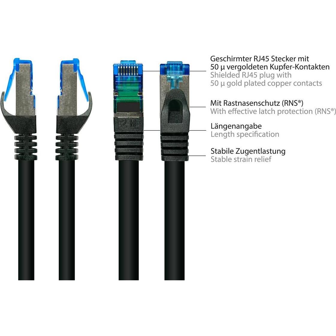 Thumbnail - Good Connections Alcasa 8060-SF003S Netzwerkkabel 0,25 m Cat6a S/FTP (S-STP) Schwarz (S/FTP, CAT6a, 0.25 m), Netzwerkkab...