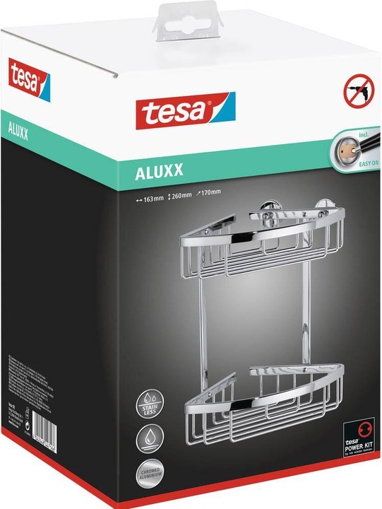 Actual product image tesa ALUXX shower tray incl. adhesive solution without drilling (18 x 18 x 26.5 cm)