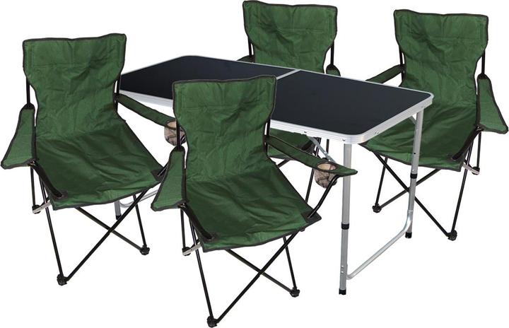 Produktbild Mojawo 5-tlg. Camping Set Gartenmöbel Campingtisch + 4 x Anglersessel Grün