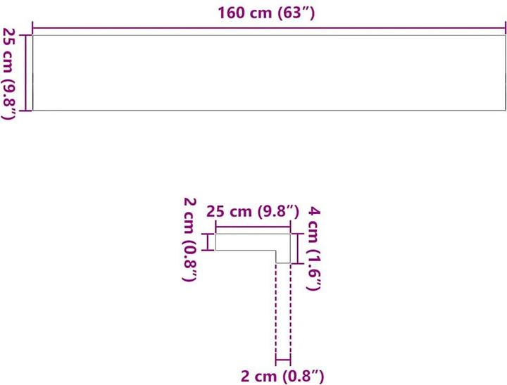 Produktbild vidaXL Fensterbänke 2 Stk. Dunkelbraun 160x25x2 cm Massivholz Eiche (25 cm)