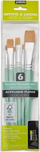 Produktbild Pebeo 6 goldene, flache Poly-MC-Pinsel