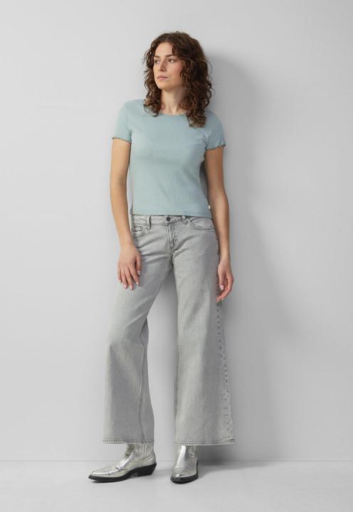 Produktbild S.Oliver T-Shirt Verkürztes Rippshirt mit Rundhalsausschnitt (L)