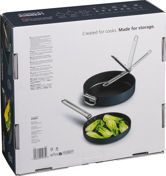 Actual product image Joseph Joseph Space frying pan folding handles set of 2 with pan guard (Frying pan, Aluminium, 28 x 11.90 cm)