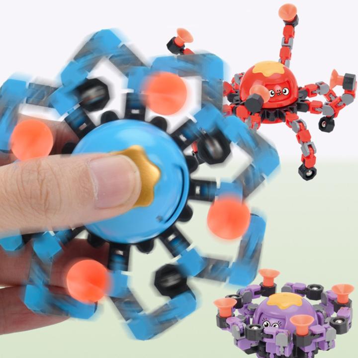 Actual product image Ueli Express Octopus fidget spinner with suction cup and face yellow